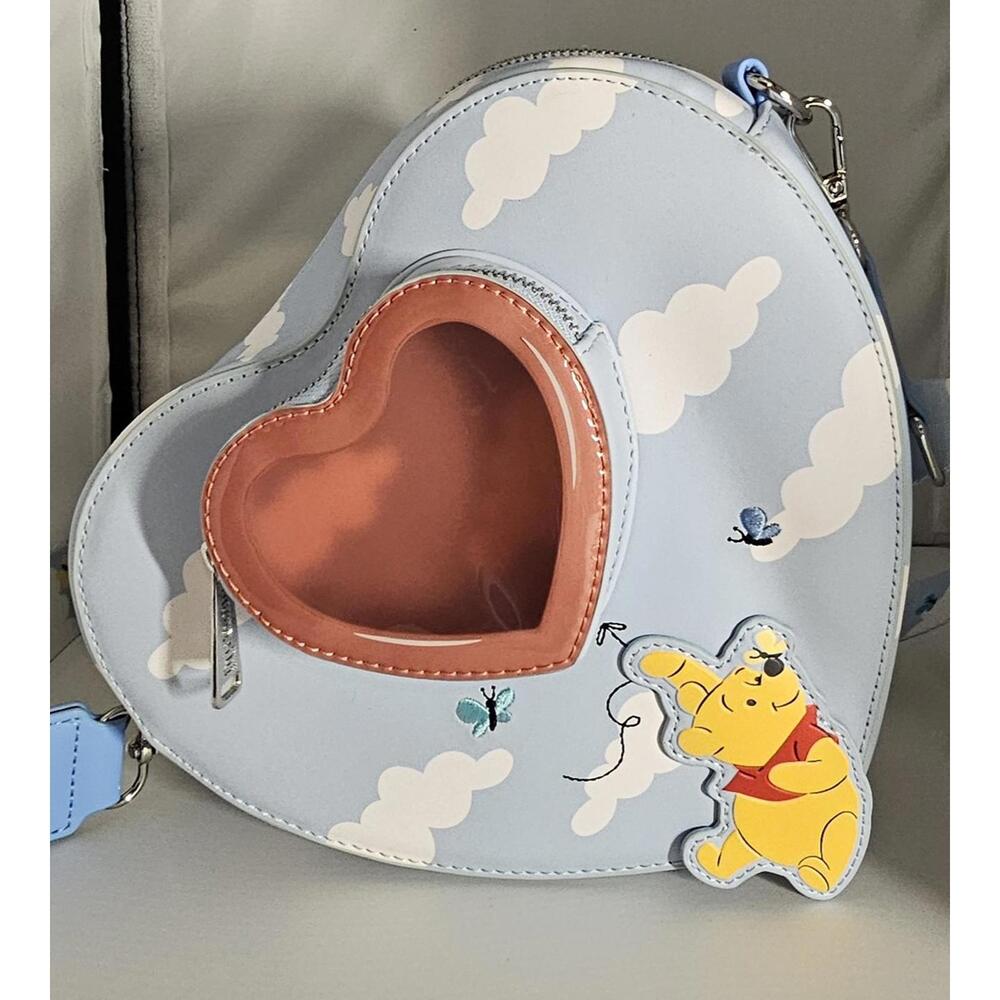 Loungefly Disney Blue Winnie the Pooh Balloon Hearts Crossbody